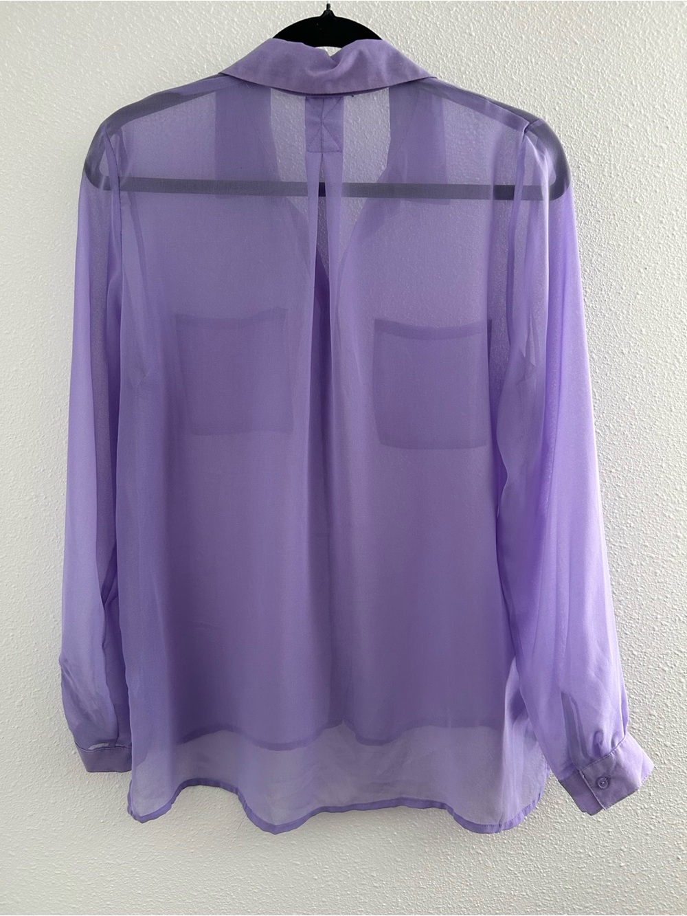 Ambiance Lavender Sheer Button-Down Shirt - Picture 3 of 3